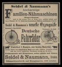 Alte Werbung 1887 Deutsche Fahrräder Fahrrad Saxonia Seidel & Naumann Dresden