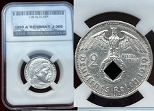 Deutsches Reich 2 Reichsmark J.366 Hindenburg 1936-1939 ABDEFGJ 8g Silberbarren