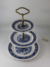 Countryside W. H. Grindley Staffordshire England, Etagere blau 3 stufig H. 35 cm