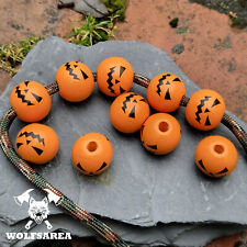 Großlochperlen 10 x Schima Holzperlen basteln mit Gesicht Halloween Beads