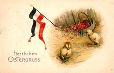 Schwarz Weiss Rot Fahne Ostern Küken Litho