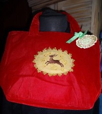 Die Spiegelburg Tasche red rot Samt Brokat Hirsch Jagd