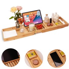 Bambus Badewannenablage Wannenablage Badewannenbrett ausziehbar Wannenaufsatz