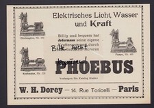 PARIS, Werbung 1910, W. H. Dorey Phoebus Industrie-Motoren