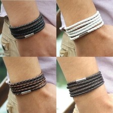 Armband Leder Damen Herren Unisex Schwarz Braun Geflochten 93cm Mode Schmuck NEU