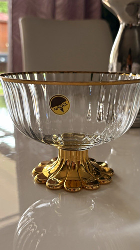 Vintage nagel glas fußschale - nagel, glas-fußschale