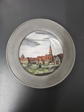 Seltmann Weiden Wandteller Porzellan Mit Zinnrahmen, Vintage, Aus Nachlass