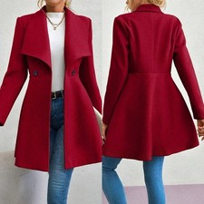 Damen Mantel Langarm Jacke Herbst Mantel Lang Übergangsjacke Basic elegant wählb