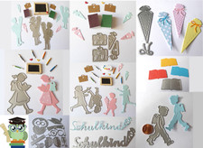 Schule Schultüte Ranzen Kinder Diplom Eule Stanzschablone Stanzform Schulanfang