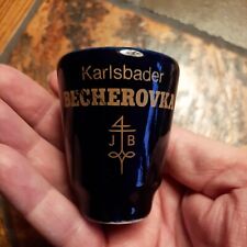 1 BECHEROVKA Karlsbader Schnaps Glas Humpen Steingut, kobald blau