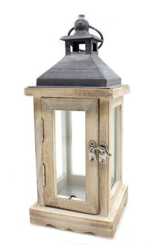 Holz laterne mit echtglas - holz,