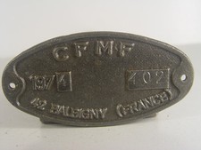 CF MF France Waggonschild 1974  - ovales Metallschild  #165  #E - gebr. 