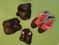 Heelys Schuhe mit Rollen, Größe 33, mit Schutzausrüstung 