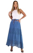 Langer Baumwollrock mit Spitze