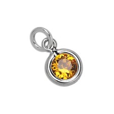 Sterling-Silber & Topas 5mm Runder Cubic Zirkonia Kristall November Geburtsstein