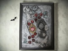 Gothic Halloween Dekoration, 3D Mixed Media Malerei, dunkle Romantik mit Sarg