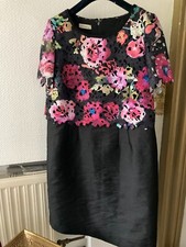 Uta Raasch Etuikleid, schwarz/ bunt, Gr.44, Seide+Wolle