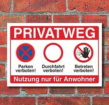 Schild Privatweg Betreten Durchfahrt Parken verboten Anwohner Alu-Verbund
