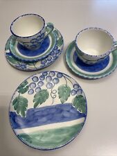 Kaffeeservice 2 Personen Landhaus blau-grün rustikal Gartengeschirr 