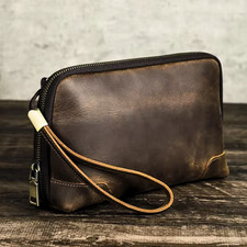 Reise Kabel Organizer Tasche aus Crazy Horse Leder für Herren