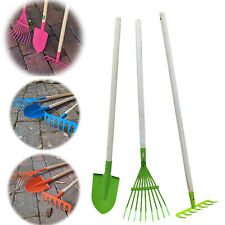 3 TLG Gartengeräte Set Garten Spaten Schaufel Laub Rechen Harke Kinder Hochbeet