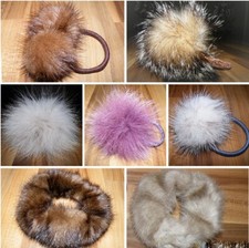 Echtpelz Haargummi Scrunchi Zopfhalter Nerz Fuchs Kaninchen Fell Bommel Armband