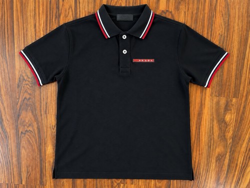 Prada linea rossa black polo - black,
