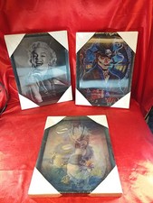 3 x 3D Bild im Rahmen Marilyn Monroe Skelett Tot ? Rabe Drache (4379)