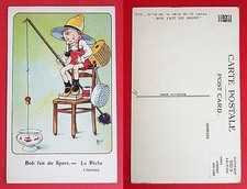 Künstler AK von MICH um 1930 Bob angelt im Goldfischglas    ( 20327