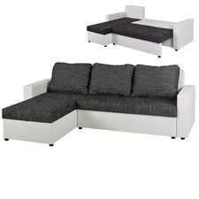 Ecksofa - weiß-schwarz -