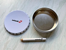 Swissair Klick-Klack Dose mit Bleistift – Original Airline Werbung 1980er