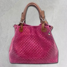 Handtasche pink braun Florence Tasche geprägtes Flechtmuster Leder OTF164P