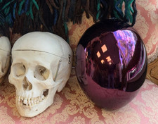 Große antike eiförmige Quecksilber Glas Pflaume Hexenkugel sehr guter Zustand & selten deutsch?