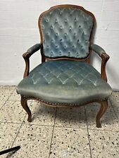 XL  Vintage Chippendale Rokoko Sessel Louis XV-Stil, 1960er Fauteuil-Sessel Blau