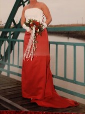 Hochzeitskleid, Ballkleid,Abendkleid Gr.36,Boutique Ware,cremeweiß/rot, 2-teilig