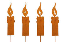 Flamme Kerze M 18cm zum Stecken Metall Rost Dekoration Weihnachten Garten 4x