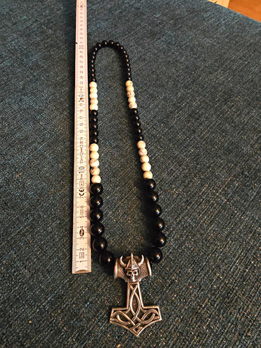 Perlenkette howlith onyx - 60, howlith/onyx