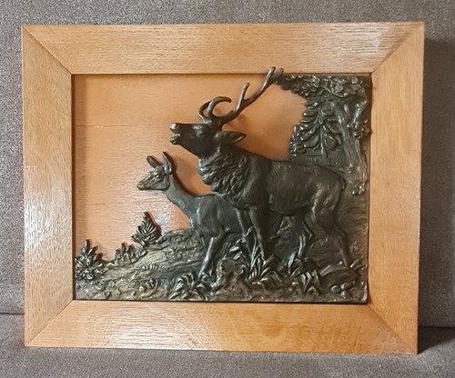 Altes jagd relief bild hirsch - relief-bild,