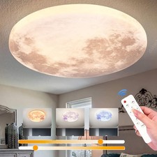 Dimmbar Mond Deckenlampe mit Fernbedienung, LED Modern Mond Decken Wandleuchte