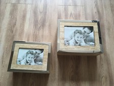 2 Stück HOLZKISTEN SCHATZTRUHEN SCHMUCKBOX FOTOBOX Deckel jeweils für Foto NEU