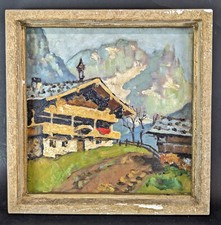 älteres ölgemälde auf holz - auf,