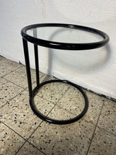 Glastisch, rund, 60er Jahre  Stil Schwarz Metall Sofatisch Beistelltisch Tisch