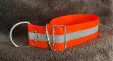 Hundehalsband / Zugstopp aus Biothane  – Neon orange mit Reflex Streifen – 4 cm