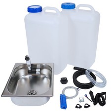 12V Camping Spüle 100mm Bausatz mit 19L Kanister Spülbecken Waschbecken Set