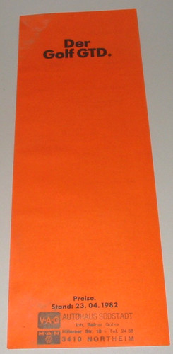 Prospekt preisliste golf i - preisliste, vw