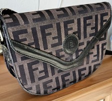 Fendi Zucca Schultertasche Braun Leder