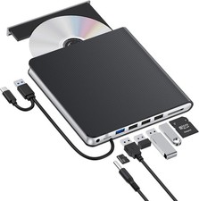 Externes CD DVD Laufwerk für Laptop USB A x 3 USB C SD Karte Slot