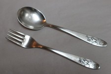 Gebr. Reiner G. R.Kinderbesteck Zwerge, Gabel und Löffel, versilbert/90er Silber