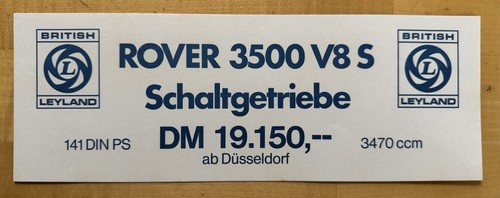 Verkaufsschild rover 3500 - rover, v8
