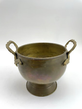 Antiker Messing-Übertopf mit Henkeln | Handgefertigt | Pflanzgefäß auf Fuß